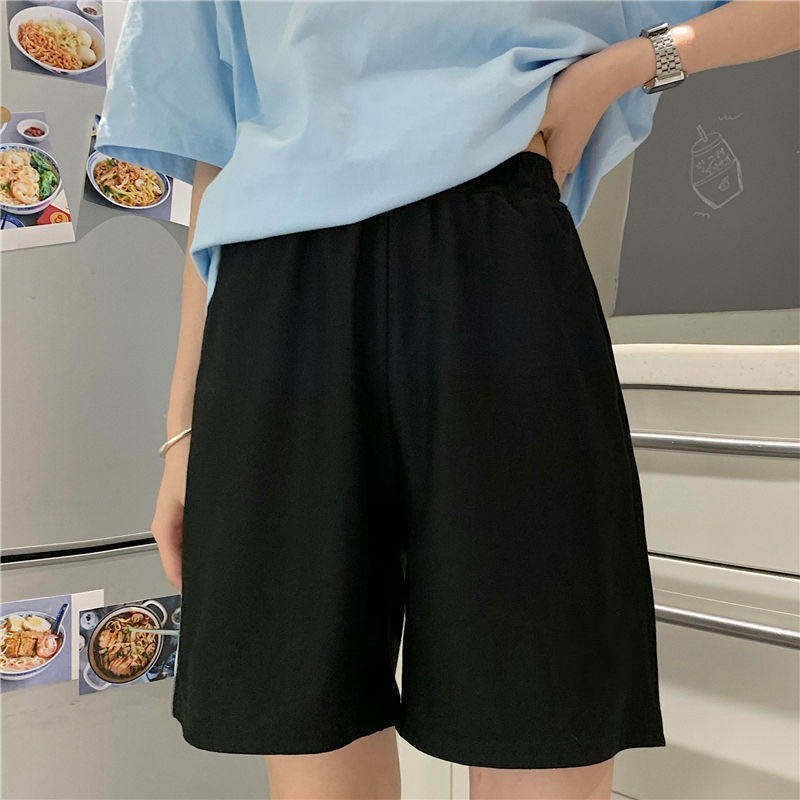 Summer Shorts Women Elasticity Lovely Girls Korean Style Sweet Students Harajuku Simple Pure Gray Oversize Trousers Female 220527