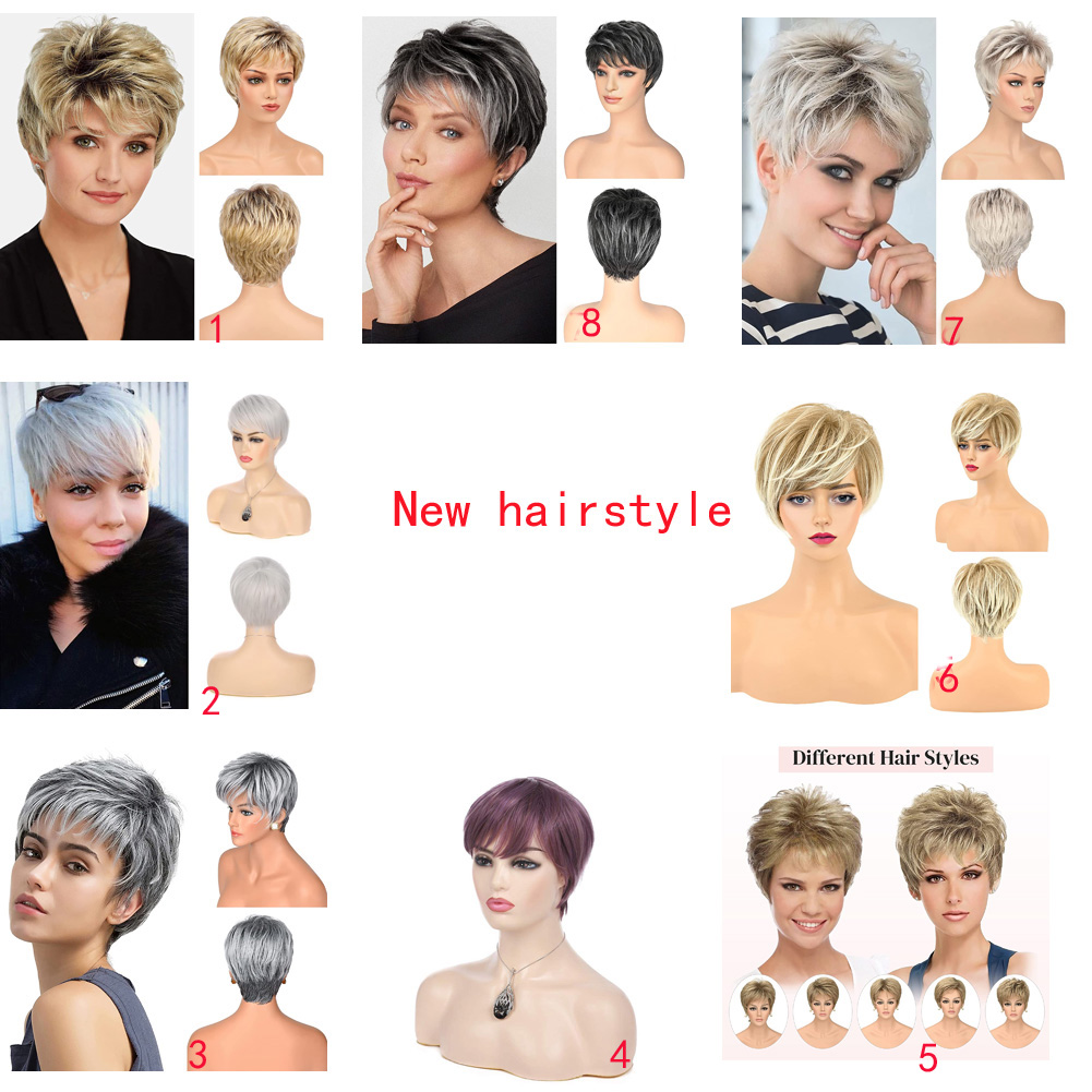 Short Purple Natural Layered Pixie Wig Synthetic Hair Replacement Wig for Daily Party Halloween Use