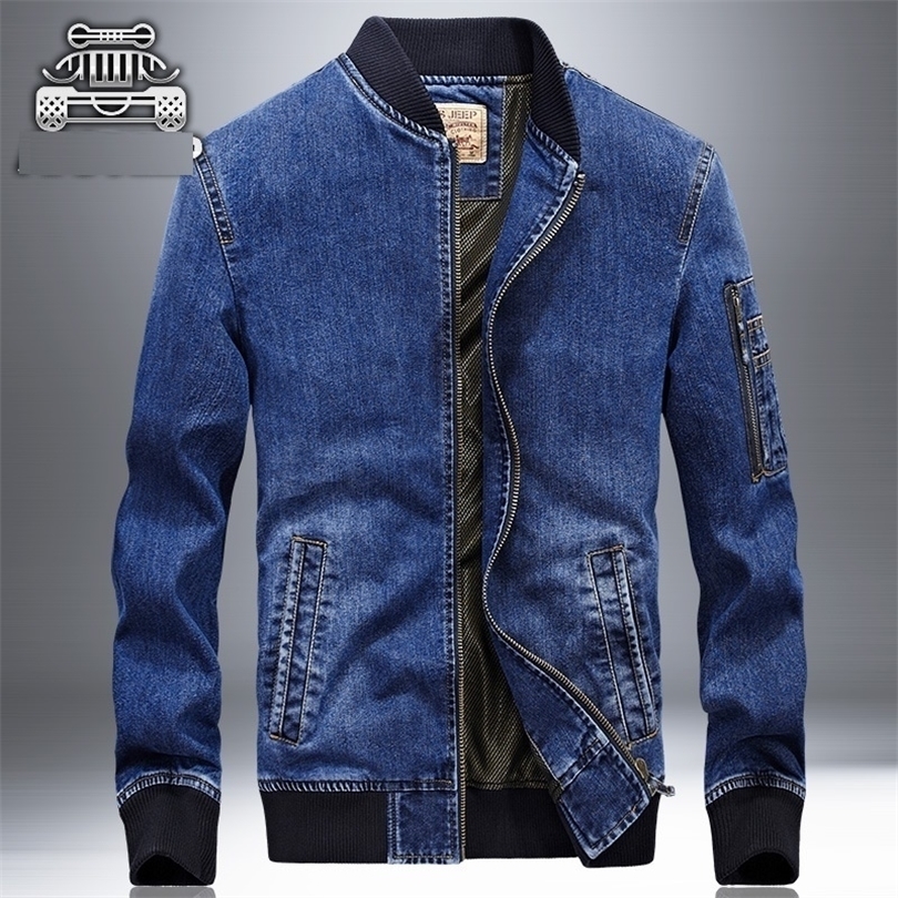 XingDeng fashion denim jacket men jeans jacket over coat masculino embroidered standneck clothes T200502