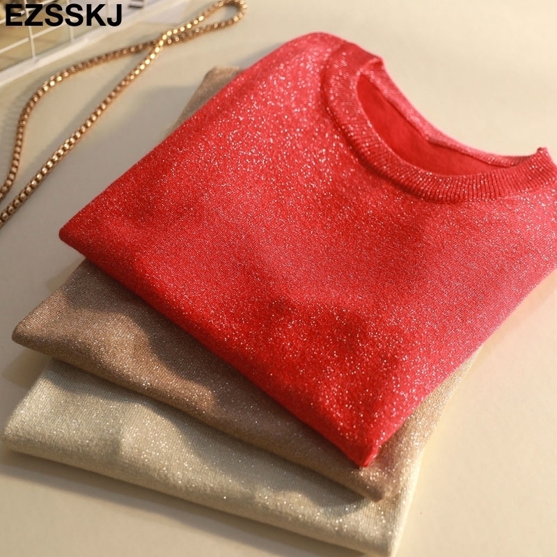 New Summer Glitter T Shirt Women bling Knitted loose Short Sleeves Top ONeck shiny T shirt Slim Kintwear Female Tshirt Y200109, Beige
New Summer Glitter T Shirt Women bling Knitted loose Short Sleeves Top ONeck shiny T shirt Slim Kintwear Female Tshirt Y200109, Beige