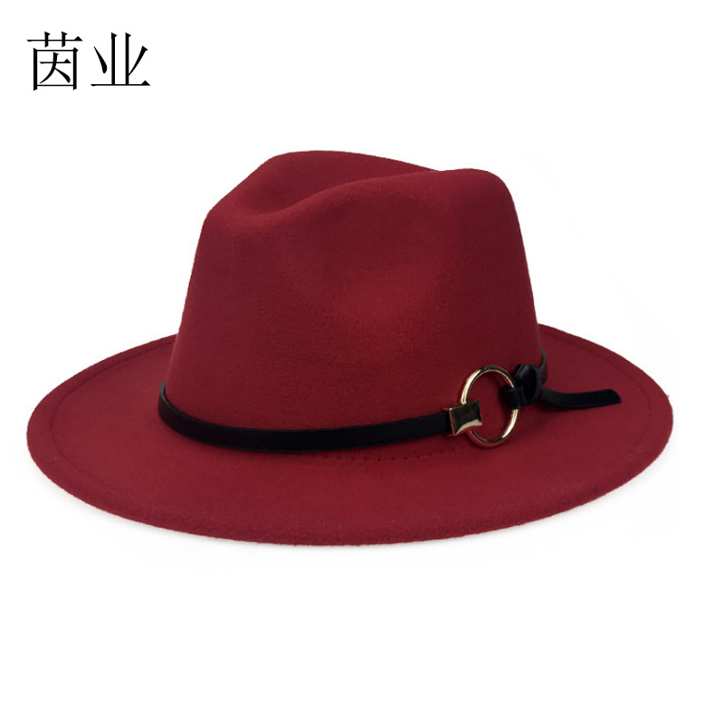 Iron Hoop Top Hat Autumn and Winter Big Brim Felt Cap British Style European and American Top Hat Belt Buckle Bucket Hat Men and Women Fedor, Red
Iron Hoop Top Hat Autumn and Winter Big Brim Felt Cap British Style European and American Top Hat Belt Buckle Bucket Hat Men and Women Fedor, Red