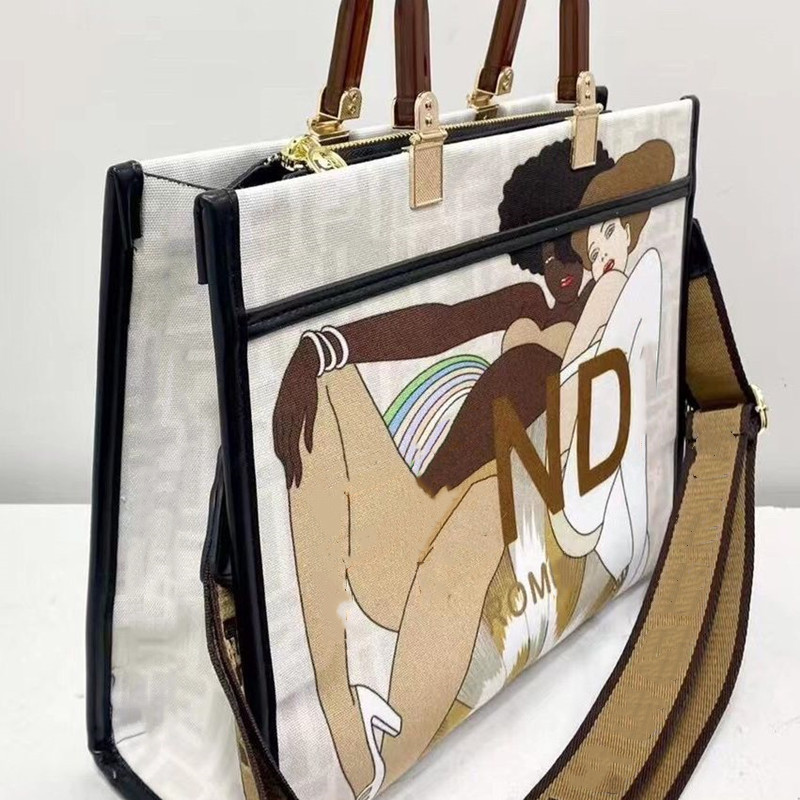Designer Tote Shopping Bag women fashion Top Handle crossbody shoulder strap Beach handbag letter Roma print PU leather Travel Branded Luxury Bag, White