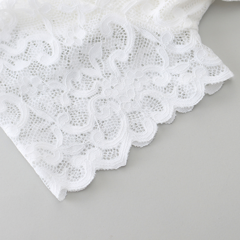 1piece Wommen Sexy Lace Off Shoulder Crop Tops With Bra Short Sleeve Bare Crochet Top Female Cotton T Shirt 220714