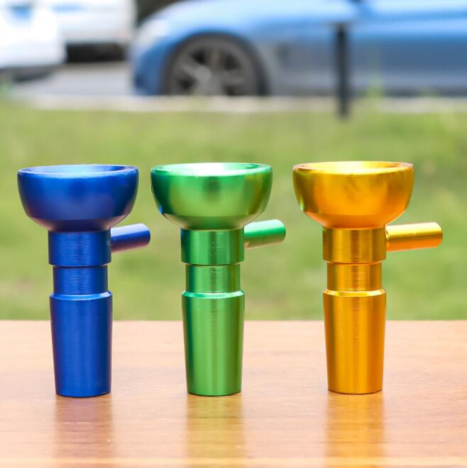 Newest Metal Hookah Bowl Smoking Accessories 14mm Male Size 4 colors 2 Styles For Hookahs Glass Water Bong Bubbler Pipe Tool Oil Rigs Filter Tips Gift