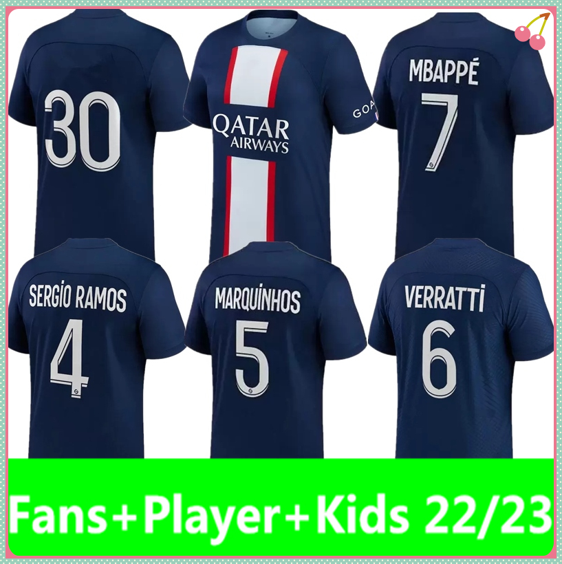 PLAYER #30 SERGIO 22 23 MBAPPE soccer jersey RAMOS Maillots de Football Kit 2022 2023 HAKIMI MARQUINHOS VERRATTI Men kids Kits Shirt Uniforms maillot foot enfants
PLAYER #30 SERGIO 22 23 MBAPPE soccer jersey RAMOS Maillots de Football Kit 2022 2023 HAKIMI MARQUINHOS VERRATTI Men kids Kits Shirt Uniforms maillot foot enfants