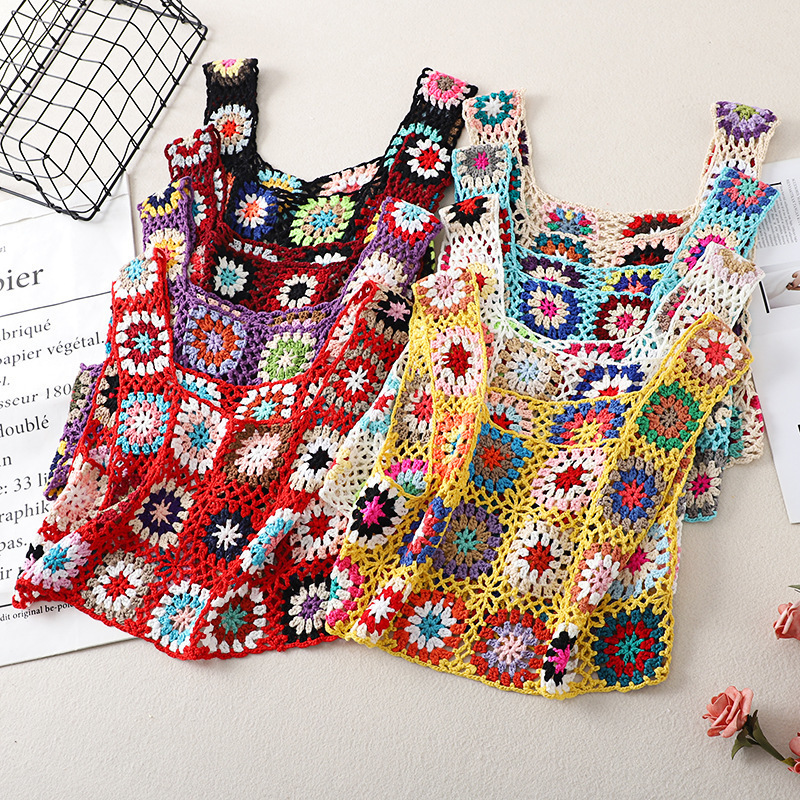 Y2K Vintage Womens Summer Sleeveless Bohemia Tops Colorful Camisol Hand Crochet Embroidery Openwork Knit Tank Tops Beachwear 220615
Y2K Vintage Womens Summer Sleeveless Bohemia Tops Colorful Camisol Hand Crochet Embroidery Openwork Knit Tank Tops Beachwear 220615