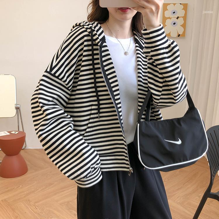 Women's Jackets Korean Fashion Coat Striped Hooded 2022 Autumn Zipp Cardigan Long Sleeve Casual Women Outerwear, Black
Women's Jackets Korean Fashion Coat Striped Hooded 2022 Autumn Zipp Cardigan Long Sleeve Casual Women Outerwear, Black