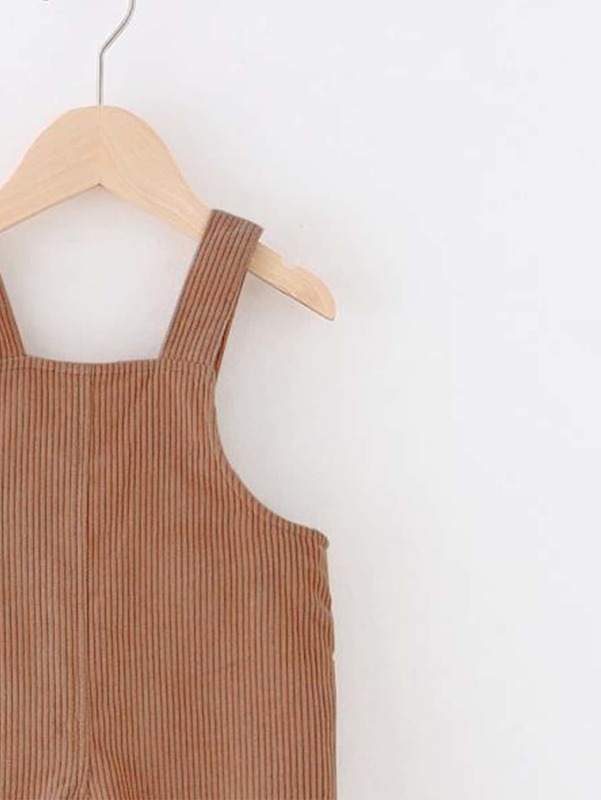 Baby boy corduroy Cartoon Bear strap Jumpsuit SHE