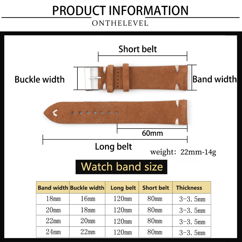 High Quality Suede Leather Vintage Watch Straps Blue Watchbands Replacement Strap for Watch Accessories 18mm 20mm 22mm 24mm 220819