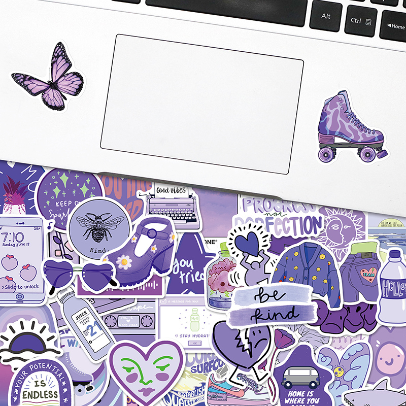 50 Piece Purple world graffiti Sticker Phone Laptop Skateboard Car Stickers Pack for Luggage Guitar Helmet Water cup Sticker