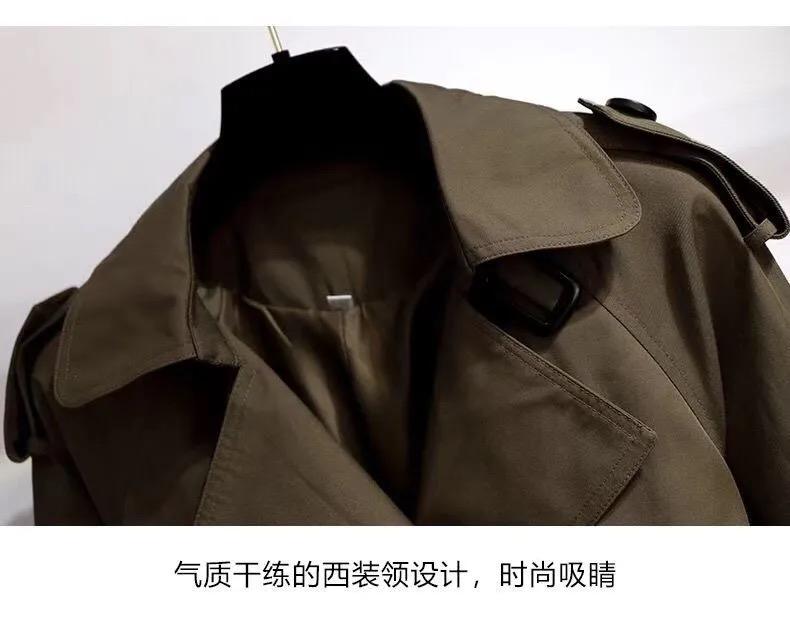 Women's Trench Coats Autumn Winter Elegant Women Double Breasted Solid Coat Vintage Turn-Down Collar Loose With Belt 3XL