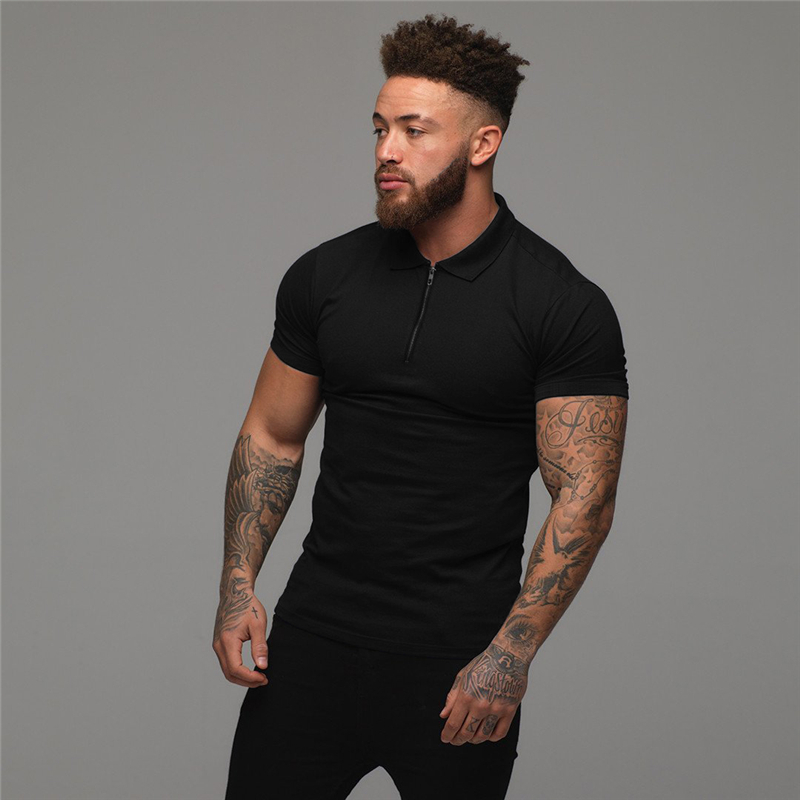 Muscleguys Man Fashion Polo Shirt Casual Plain Color Short Sleeve High Quality Slim Men Fitness homme 220606