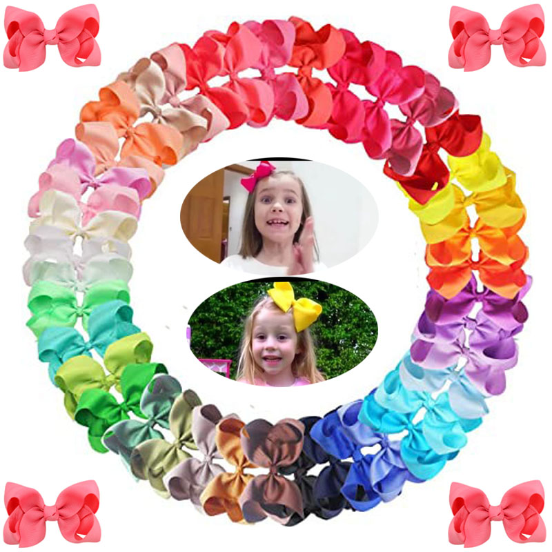60Pcs 4 Inch Classical Baby Girl Hair Bows Alligator Clips Grosgrain Ribbon Barrettes hair Accessories For Teens Toddlers Kids