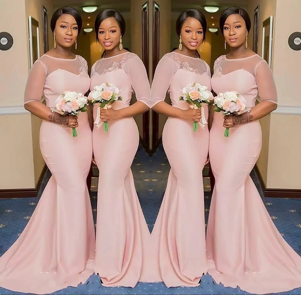 2022 Blush Pink Sheer Jewel Neck Bridesmaid Dresses 12 Sleeve Mermaid Floor Length Black Girls Maid of Honor Gown Wedding Guest Dress B0417Q
2022 Blush Pink Sheer Jewel Neck Bridesmaid Dresses 12 Sleeve Mermaid Floor Length Black Girls Maid of Honor Gown Wedding Guest Dress B0417Q