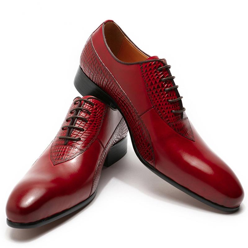 Leather Business Casual Oxford Shoes Solid Color Everyday Party Wedding Classic Handmade Men Lace-Up Pointed Toe Formal Dress Shoes KB268