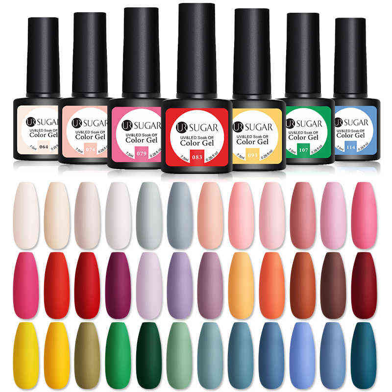 Nail Gel Toy 7pcs Polish Set Semi Permanent Uv Led Base Top Matte for Art Manicures 0328