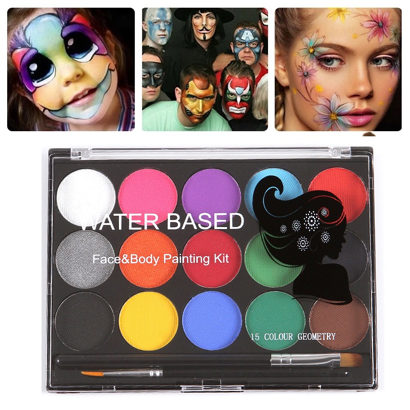 15 Colors Face Body Painting Non Toxic Safe Water Paint Oil with Brush Christmas Halloween World Cup Makeup Party Tools, 01+2 brushes
15 Colors Face Body Painting Non Toxic Safe Water Paint Oil with Brush Christmas Halloween World Cup Makeup Party Tools, 01+2 brushes