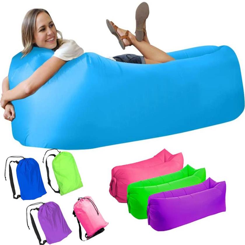 Outdoor Pads Camping Inflatable Sofa Lazy Bag Portable Folding Sleeping Air Bed Lounger Trending Adult Beach Lounge Chair286S