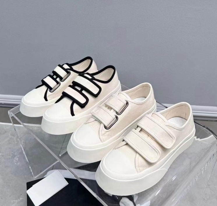 

Luxury Designer Women Casual Shoes White Canvas Sneakers Thick Soled Shoe Classic Fashion, Color1