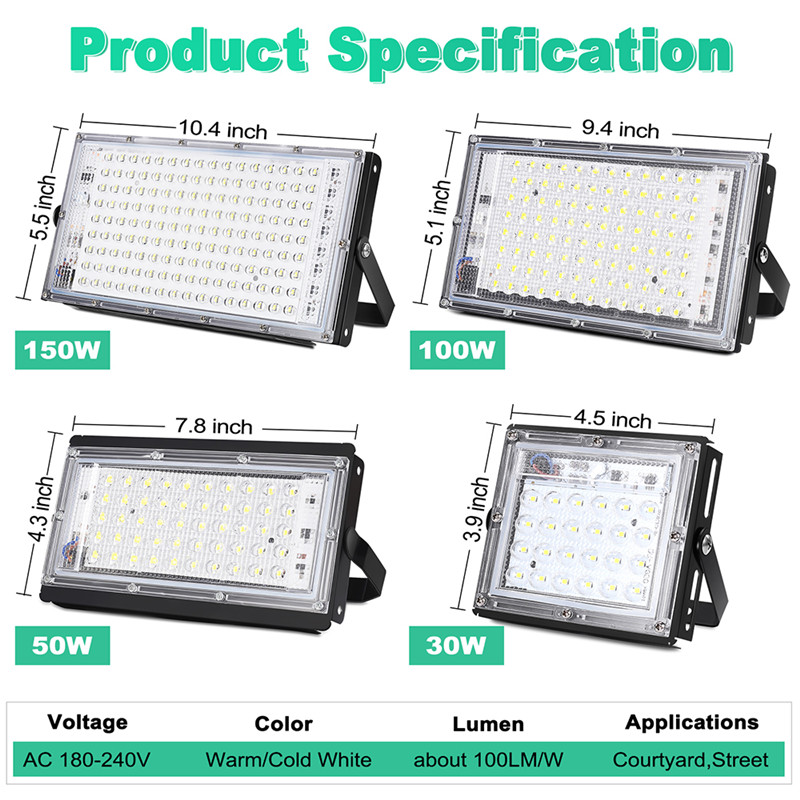 FloodLight LED 150W Foco LEDs Exterior Outdoor Spotlight Outdoors Lighting 220V Street Lights Outdoor Flood light Ledi Projector D2.0