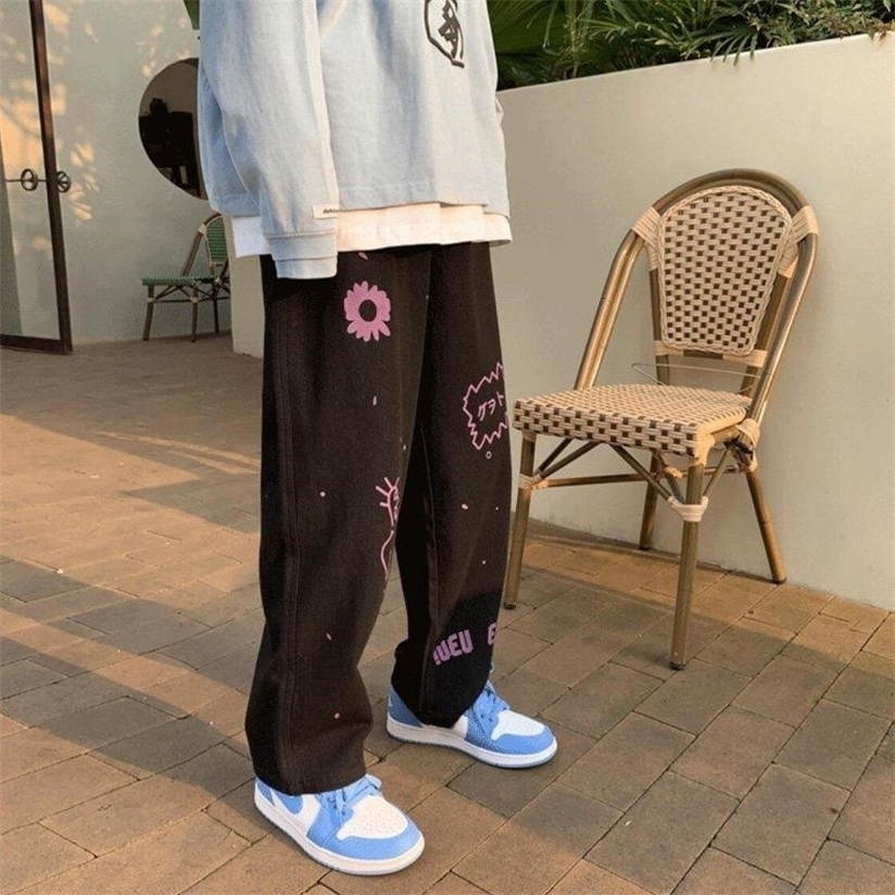 Woman Punk Hippie Wide Leg Pant Gothic Harajuku Streetwear Anime Street Style Mall Goth Black Print Trousers Hip Hop y2k 220325