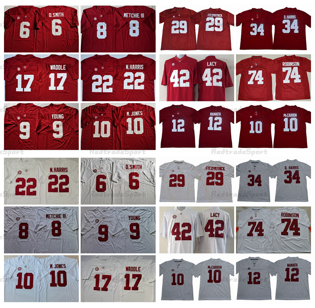 Alabama Crimson Tide College Football Jerseys DeVonta Smith Bryce Young Metchie III Mac Jones Waddle Lacy Robinson Fitzpatrick Najee Harris Damien McCarron Namath, White
Alabama Crimson Tide College Football Jerseys DeVonta Smith Bryce Young Metchie III Mac Jones Waddle Lacy Robinson Fitzpatrick Najee Harris Damien McCarron Namath, White