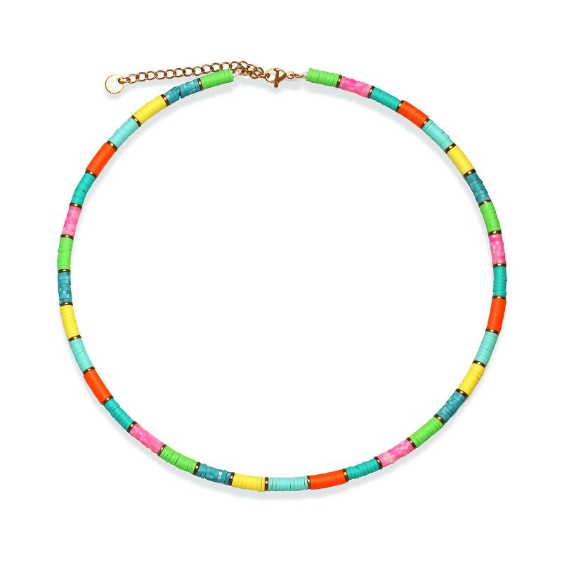

Chains Boho 4mm Polymer Clay Heishi Beads Hematite Spacer Stainless Steel Chain Choker 2022 Fashion Multicolor Cute Summer Jewelry