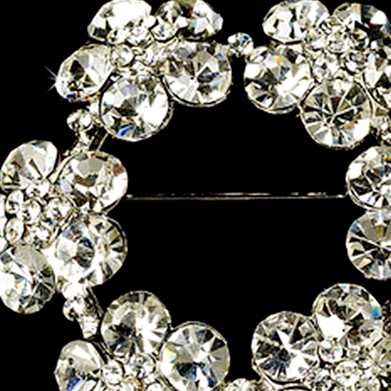 Silver Plaed Clea Rhinestone Crystal Elegant Wreath Bridal Pin Brooch