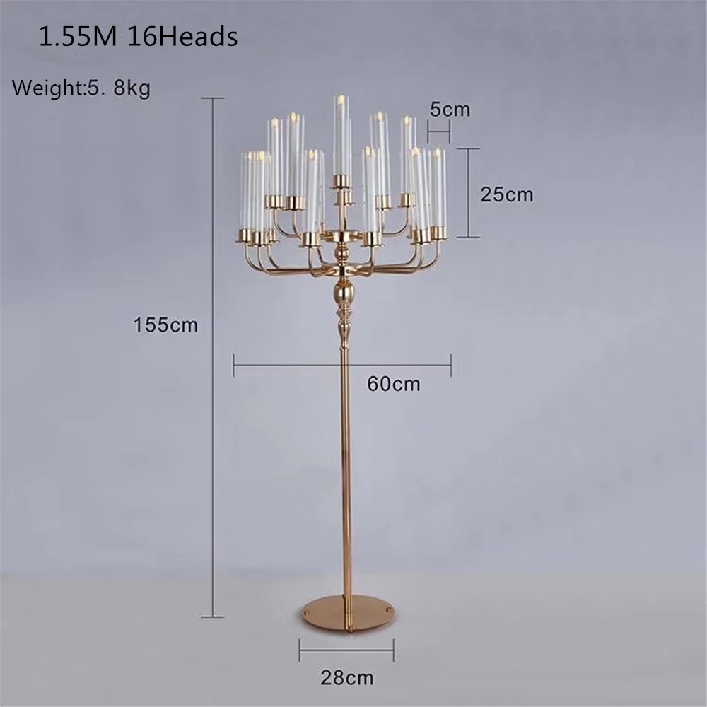 Candelabras 15 heads 155cm height DIY Wedding grand evnet Table Centerpiece Luxury Candelabrum gold Metal Candle Holders For Home Decoration