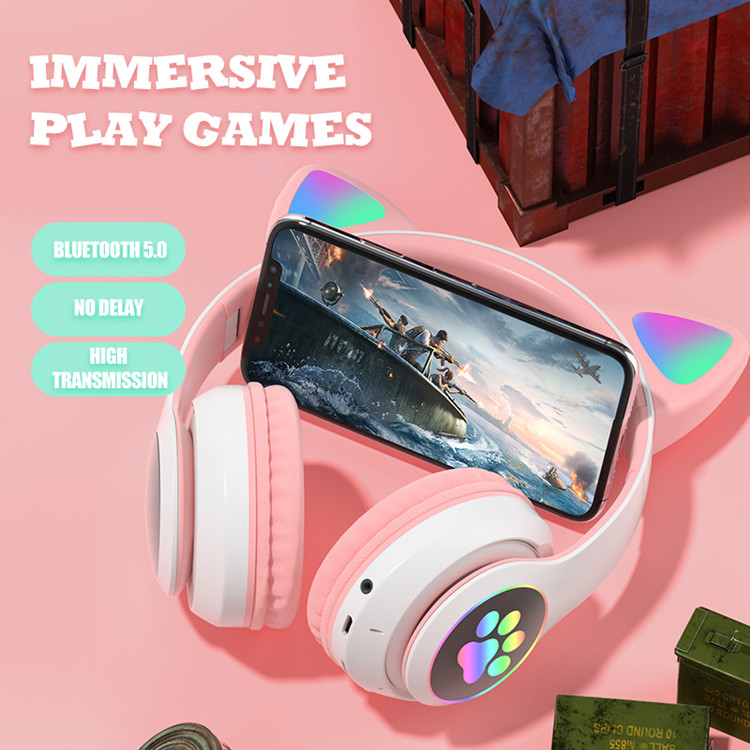 Flash Light Cute Cat Ears Wireless Headphones with Mic Can control LED Kid Girls Stereo Phone Music Bluetooth Headset Gamer Gift, White pink
Flash Light Cute Cat Ears Wireless Headphones with Mic Can control LED Kid Girls Stereo Phone Music Bluetooth Headset Gamer Gift, White pink