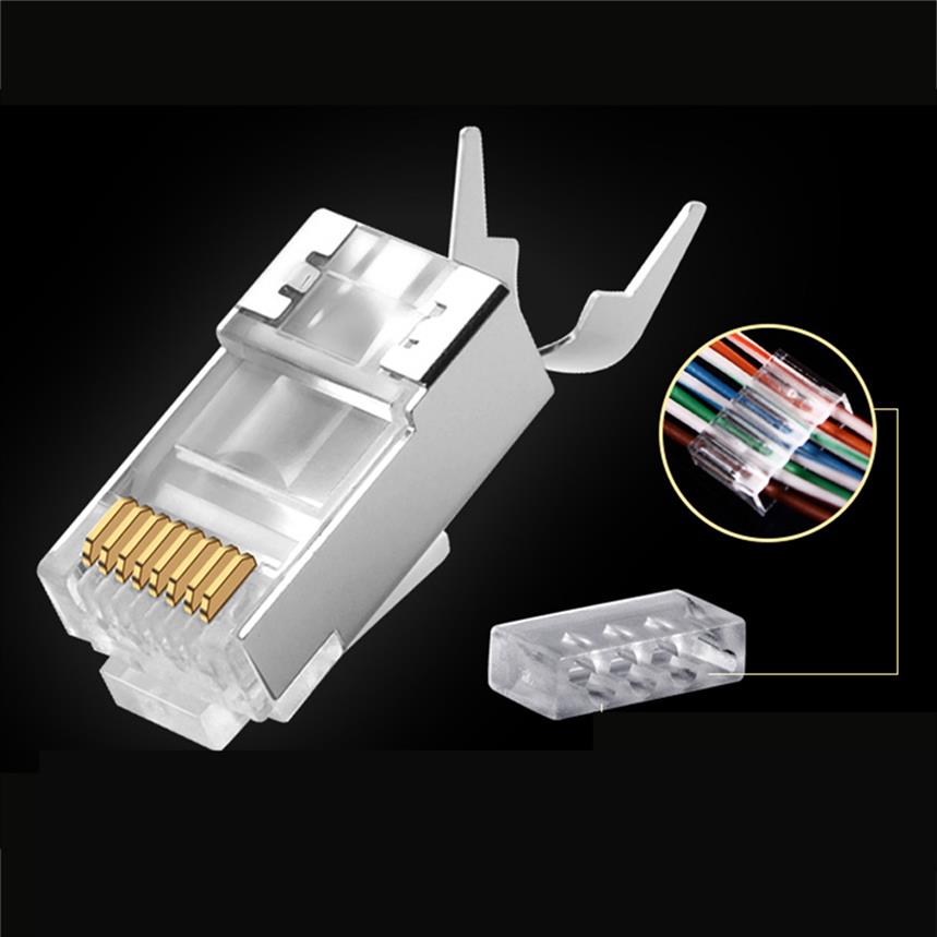 Epacket Cat6a Cat7 RJ45 Connector Crystal Plug Shielded FTP Modular Connectors Network Ethernet Cable2516