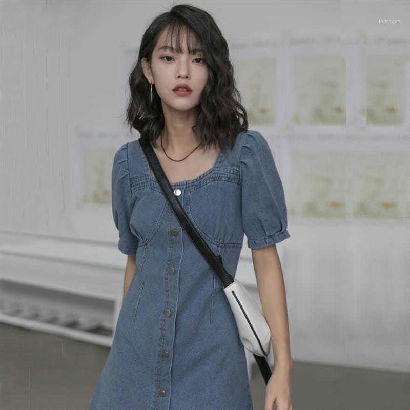 Party Dresses Women' Denim Dress Solid Short Sleeve Summer Korean Style Fashion High Waist A-LINE Female Clothing E44Party
Party Dresses Women' Denim Dress Solid Short Sleeve Summer Korean Style Fashion High Waist A-LINE Female Clothing E44Party