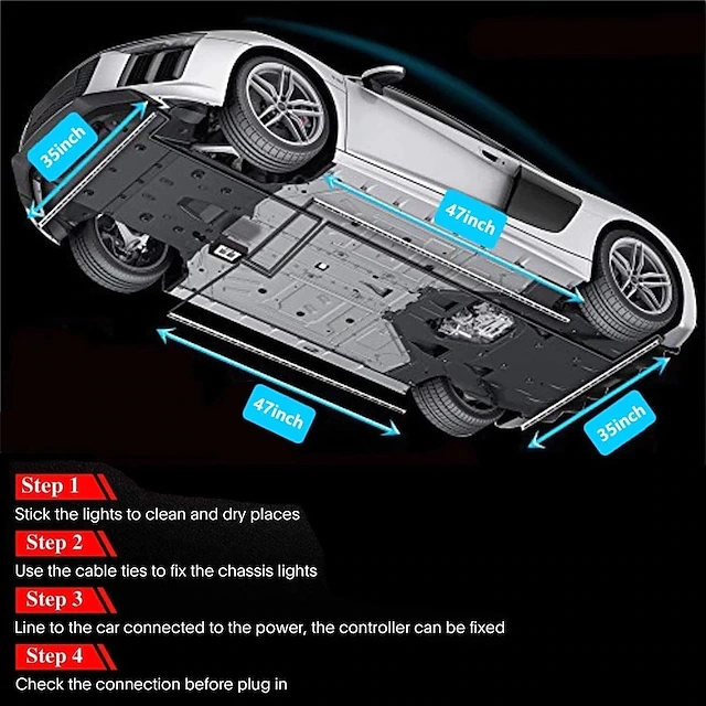 100W 5050 SMD LED IP68 Waterproof Car Underbody Light LED Decorative Lamp Auto RGB Underglow Flexible Strip Voice APP Control