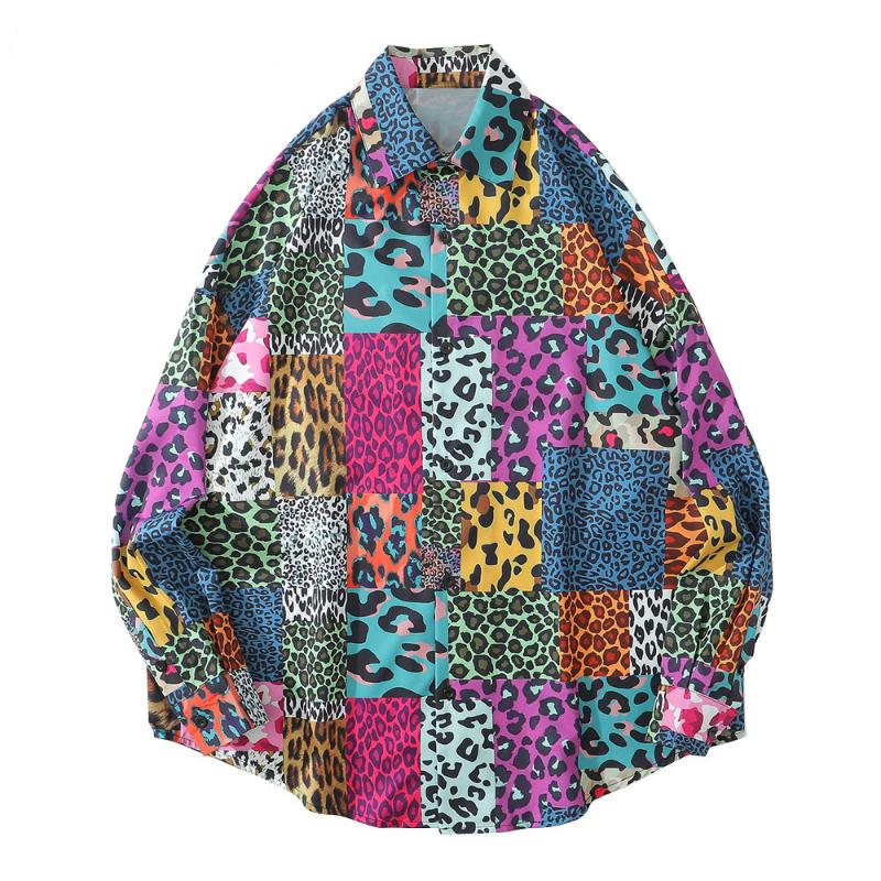Men's Casual Shirts Colorful Leopard Stitching Long-sleeved Hawaiian Shirt Street Clothing Men's Hip-hop Harajuku Beach Party Loose TopM
Men's Casual Shirts Colorful Leopard Stitching Long-sleeved Hawaiian Shirt Street Clothing Men's Hip-hop Harajuku Beach Party Loose TopM