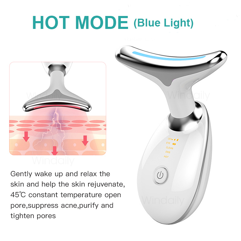 Neck Face Beauty Device LED Pon Therapy Skin Tighten Reduce Double Chin Anti Wrinkle Remove Lifting Massager Care Tools 220428