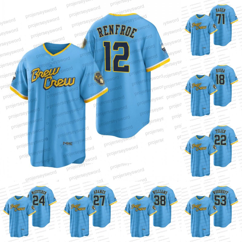 2022 City Connect Jersey 12 Hunter Renfroe 14 Jace Peterson 22 Christian Yelich 27 Willy Adames 38 Devin Williams 39 Corbin Burnes 53 Woodruff 71 Josh Hader Jerseys
2022 City Connect Jersey 12 Hunter Renfroe 14 Jace Peterson 22 Christian Yelich 27 Willy Adames 38 Devin Williams 39 Corbin Burnes 53 Woodruff 71 Josh Hader Jerseys