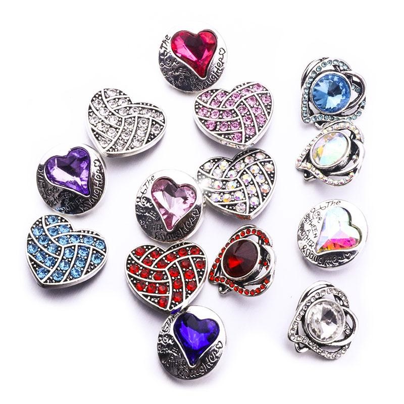 mixed Metal heart Shape Snap Button Clasps Jewelry findings 18mm Metal Snaps Buttons DIY earrings Necklace Bracelet jewelery ACC