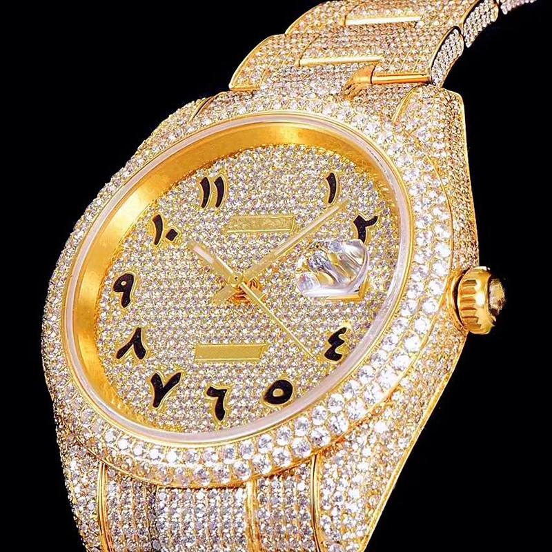 Wristwatches Mens Watches Luxury Diamond Golden Watch Automatic Movement 41mm Calender Date Mechanical Wristwatch Waterproof Business, Make waterproof 50m
Wristwatches Mens Watches Luxury Diamond Golden Watch Automatic Movement 41mm Calender Date Mechanical Wristwatch Waterproof Business, Make waterproof 50m