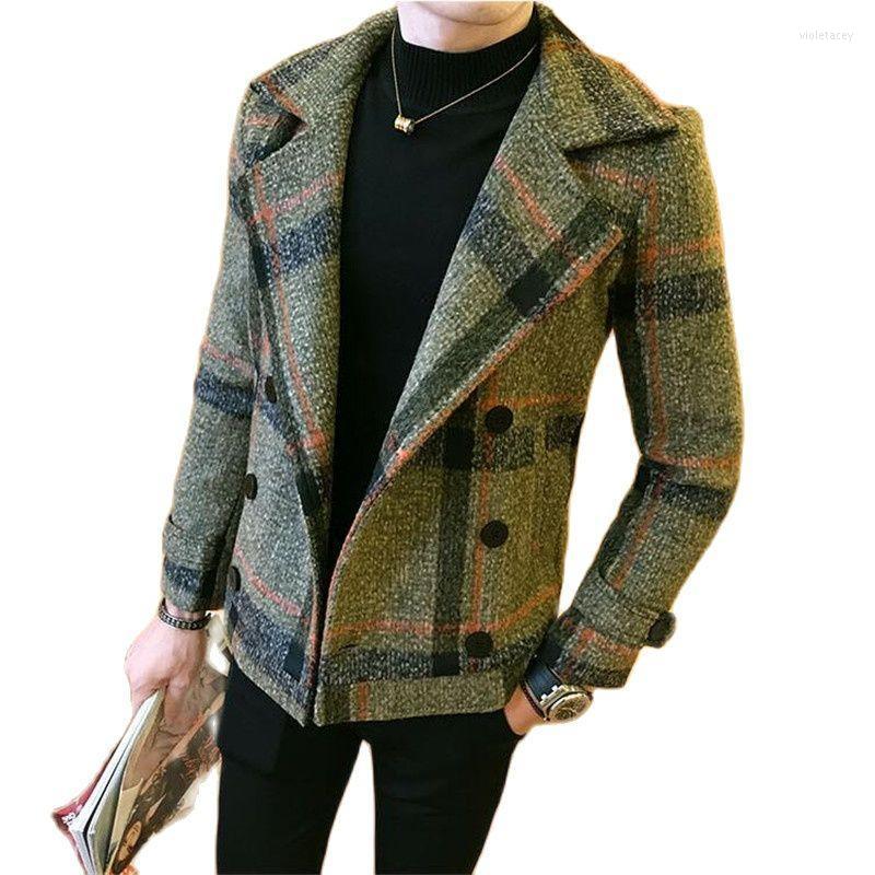 Men's Wool & Blends 2022 Men Woolen Jacket Winter Double Breasted Windbreaker Fashion Retro Tartan Jackets Man Slim Fit Short Trench Viol22
Men's Wool & Blends 2022 Men Woolen Jacket Winter Double Breasted Windbreaker Fashion Retro Tartan Jackets Man Slim Fit Short Trench Viol22