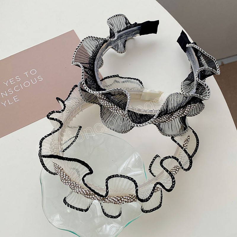 Pleated Ruffled Wavy Diamond Headband Fashion Hair Accessories Women's Trendy Temperament Hairband Hair Band Girl Headwear
