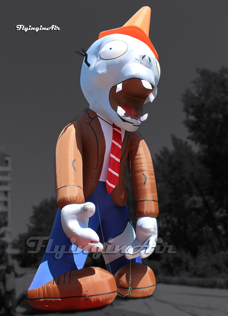 Giant Inflatable Zombie Halloween Cartoon Character PVZ Villain 6m Air Blow Up Plants vs Zombies Figure For Outdoor Event