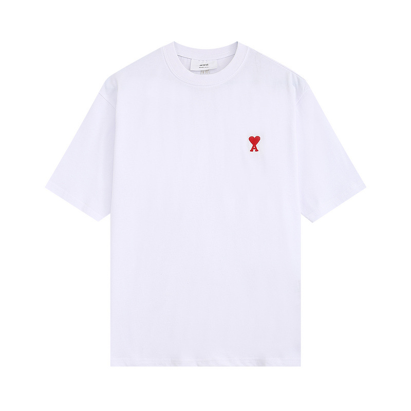 Brand Cotton T-shirts Red Heart Letter A Embroidery Round Neck Short-sleeved Tees for Men and Women, White
Brand Cotton T-shirts Red Heart Letter A Embroidery Round Neck Short-sleeved Tees for Men and Women, White