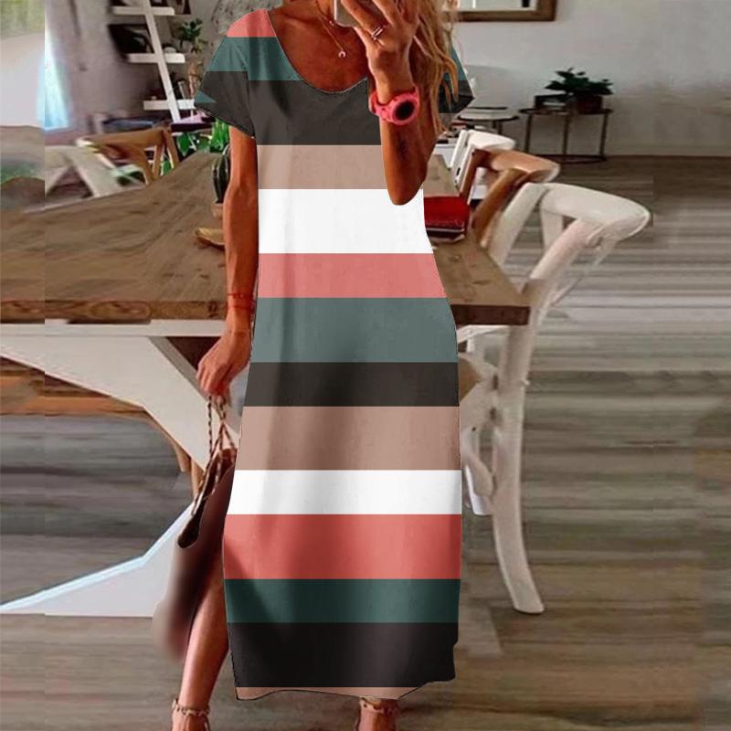 Casual Dresses Summer Woman 2022 Loose Stripe Print Dress For Girls Short Sleeve Round Neck Side Slit Long Female ClothingCasual, Gy
Casual Dresses Summer Woman 2022 Loose Stripe Print Dress For Girls Short Sleeve Round Neck Side Slit Long Female ClothingCasual, Gy