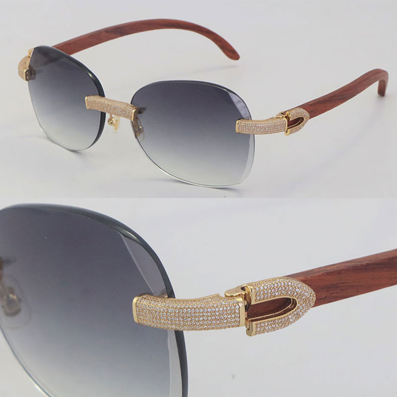 New 1164 Two Diamond Set Rimless Wooden Womans Sunglasses Luxury Wood Rocks Frame Male and Female Sun Glasses Mens 18K Gold C Decoration Frames UV400 3.0 Thickness Lens
New 1164 Two Diamond Set Rimless Wooden Womans Sunglasses Luxury Wood Rocks Frame Male and Female Sun Glasses Mens 18K Gold C Decoration Frames UV400 3.0 Thickness Lens