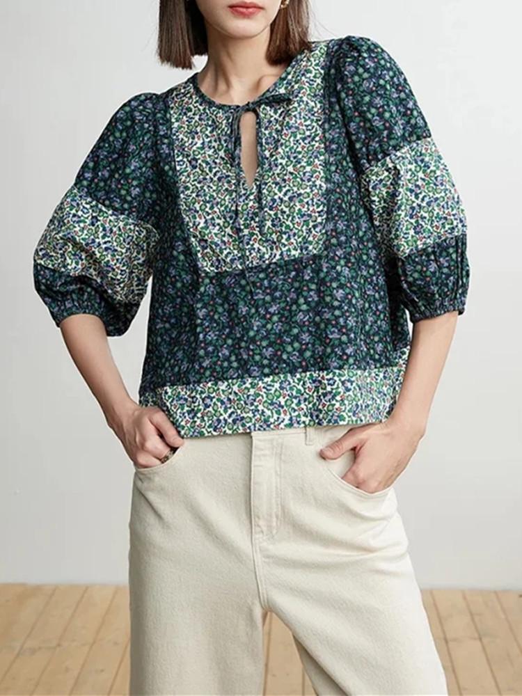 Women' Blouses & Shirts Women Lace-up Neck Floral Print Blouse 2022 Three-Quarter Sleeve Color Matching Retro Shirt And TopsWomen
Women' Blouses & Shirts Women Lace-up Neck Floral Print Blouse 2022 Three-Quarter Sleeve Color Matching Retro Shirt And TopsWomen