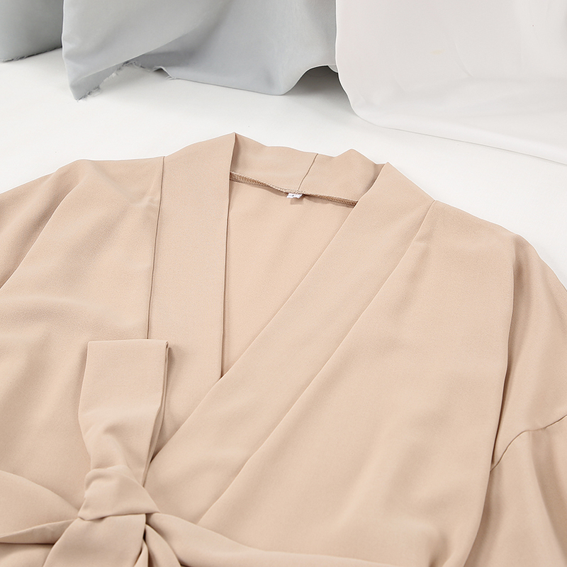 Hiloc Drop Sleeve Robes Women Pajama Flare Sets Robe Low Cut Pijama Bathrobe Female Set Woman 2 Pieces Casual Pajamas With Pants 220423