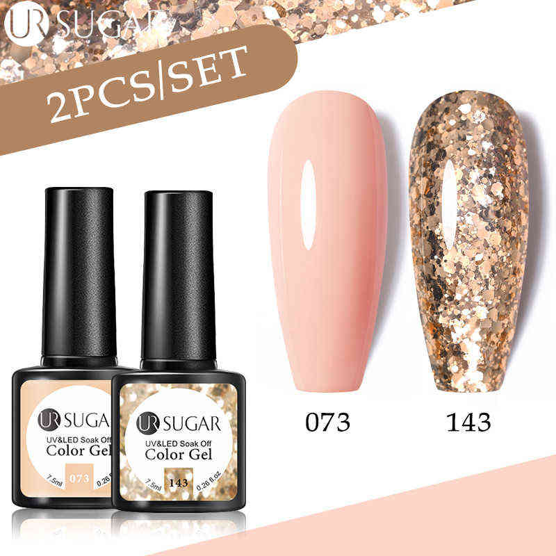NXY Nail Gel 2pcs Polish Set Nude Rose Gold Champagne Series Glitter Varnish Semi Permanent Uv Led 0328