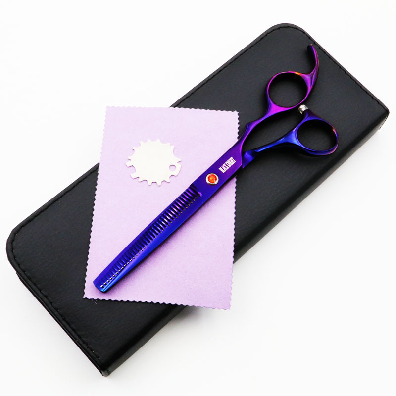 BLACK KNIGHT Hair scissors Cutting 7 INCH + Thinning 6.5 Set Professional Shears Hairdressing Barber Purple Pet Scissors 220317