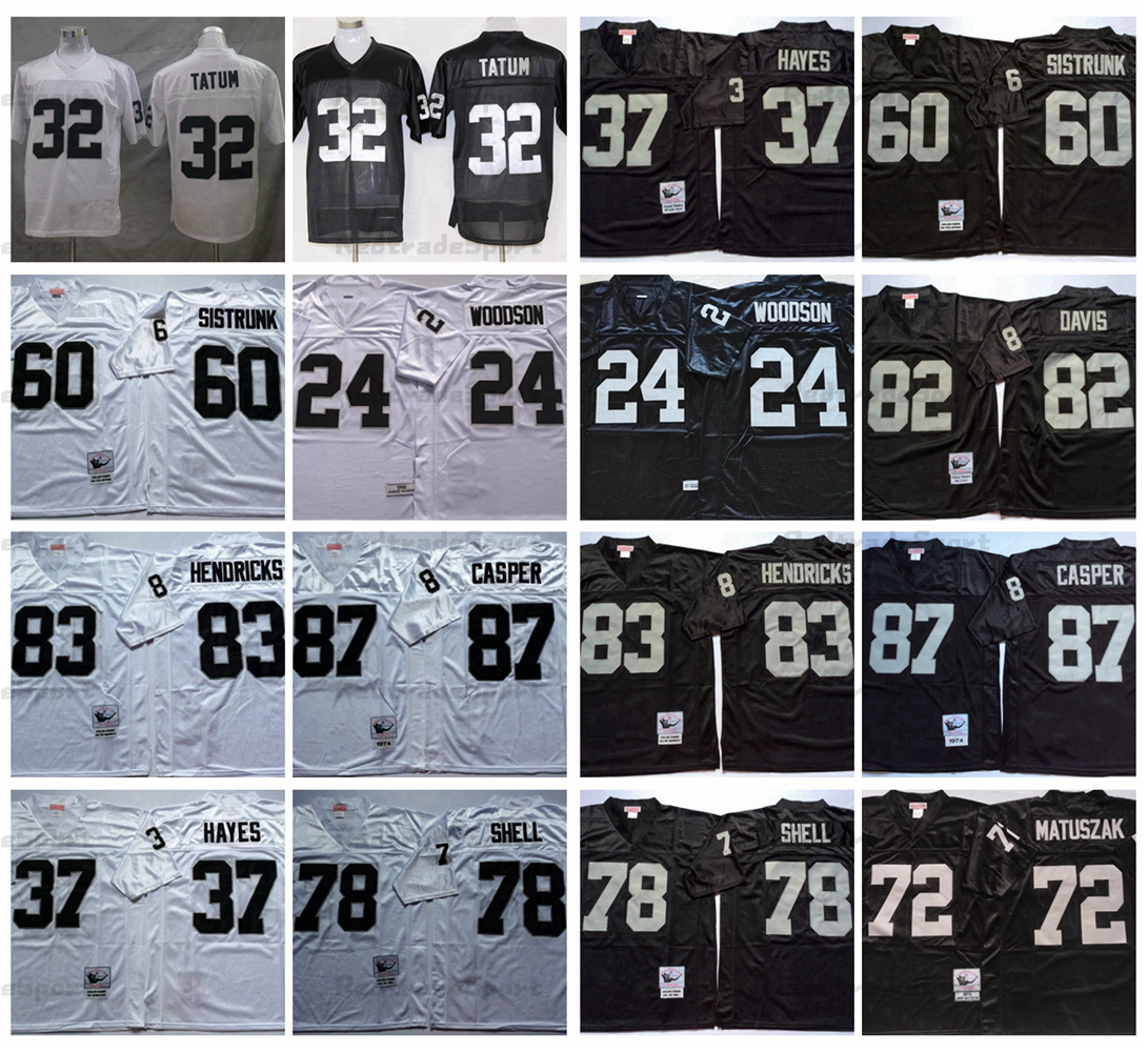 

Vintage 24 Charles Woodson 32 Jack Tatum Football Jerseys 37 Lester Hayes 83 Ted Hendricks 60 Otis Sistrunk 78 Art Shell 87 Dave Casper 82 Al Davis 72 John Matuszak Shirt, White24