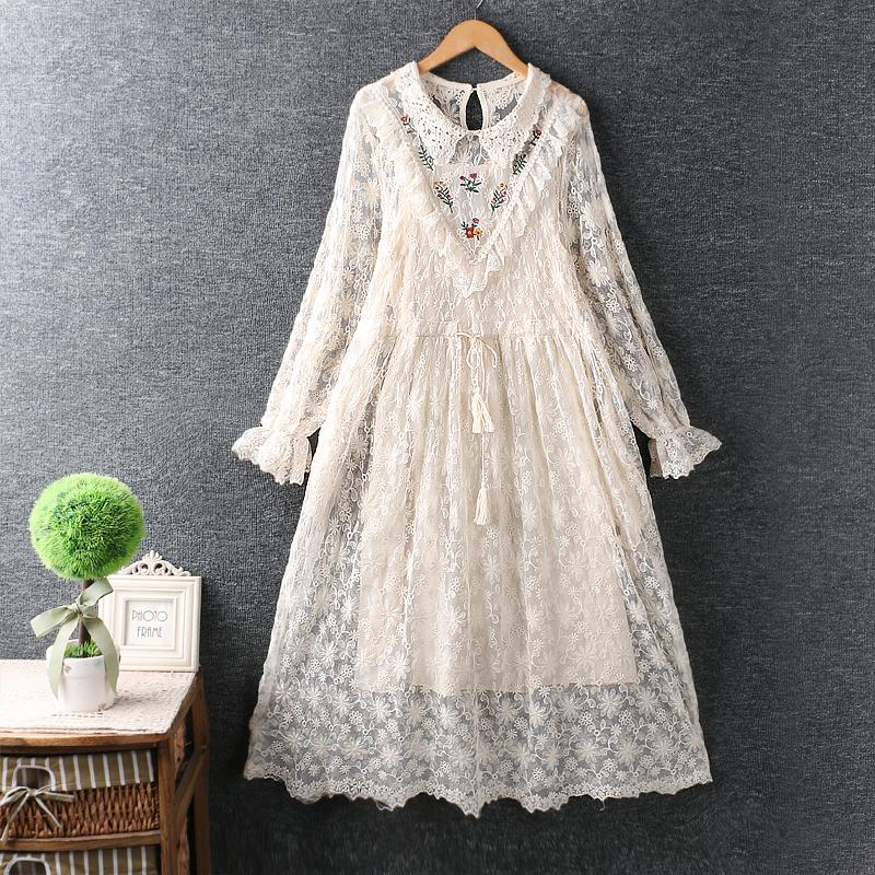 Casual Dresses Sweet Spring Embroidery Two-piece Lace Dress Long Sleeves Loose Midi DressCasual, Beige
Casual Dresses Sweet Spring Embroidery Two-piece Lace Dress Long Sleeves Loose Midi DressCasual, Beige